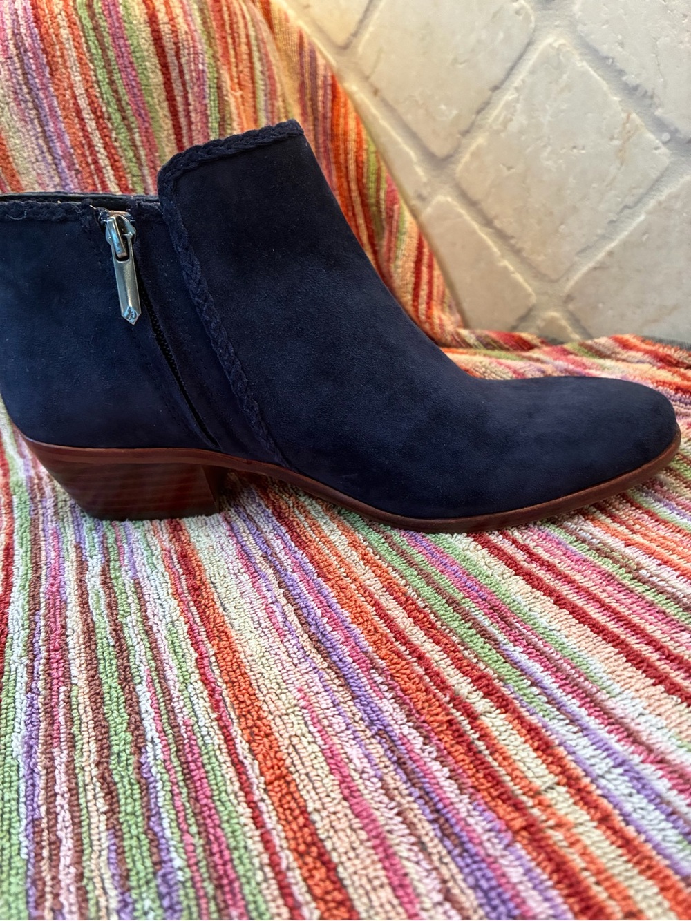 Sam Edelman Navy Suede Tassel Ankle Booties - Picture 2 of 6
